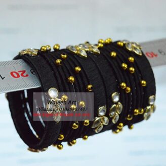 KBangle29 Black Kundan Bangle Set