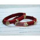 KBangle74 Pair of Maroon Kundan Bangle Set