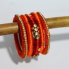 Kbangle202 5 pcs Red Kundan Bangle Set
