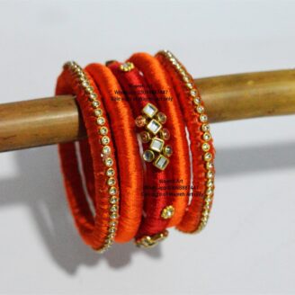 Kbangle202 5 pcs Red Kundan Bangle Set