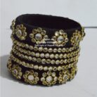 Kbangle210 6pcs Black Kundan Bangle Set