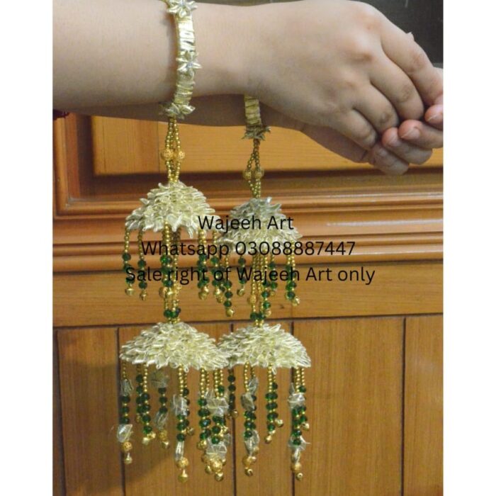 kaleera18 2 steps Gota Bridal Kaleeray with Green Pearls