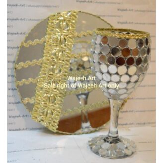 Handmade Customized Mirror Work Doodh Pilai GlassTray