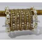 kBangle189 12 pcs Kundan Bangle Set With Pearls