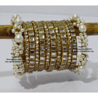 kBangle189 12 pcs Kundan Bangle Set With Pearls