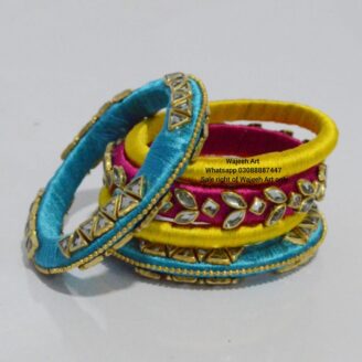 kBangle190 6pcs of 3 color Kundan Bangles