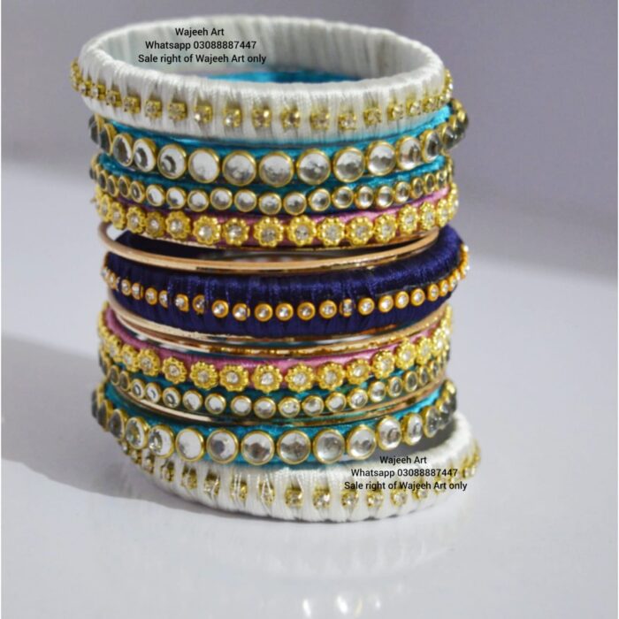 kBangle200 Handmade White & Multicolor Bangles