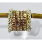 kBangle193 Golden Kundan Bangle Set With Pearls