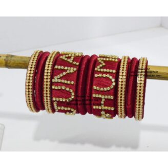 kBangle194 Customized Name Red Zircon Bangle Set