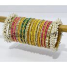 KBangle198 Multi Color Pearls Kundan Bangle Set