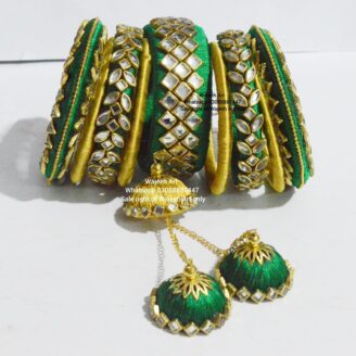 Kbangle212 Green,Yellow Kundan Bangles for Mayoon/Mehndi