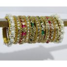 kBangle232 Heavy Kundan and Pearls Bangle Set