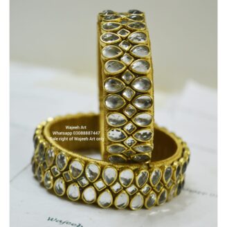 kBangle235 2pcs of Gold Kundan Bangles