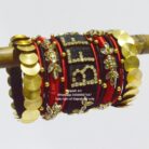 kBangle242 Black and Maroon Kundan Bangle Set
