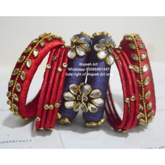 kBangle248 Purple & Red Kundan Bangle Set