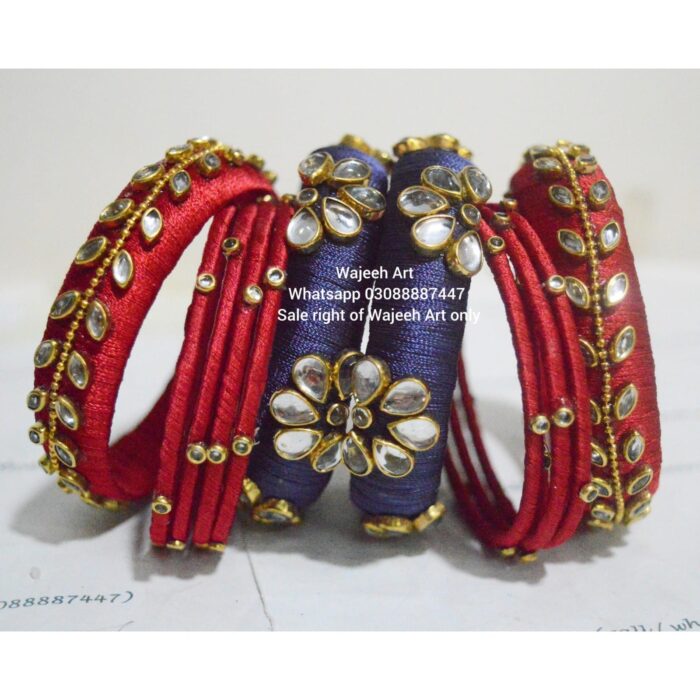 kBangle248 Purple & Red Kundan Bangle Set