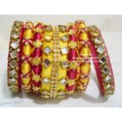 kBangle249 Yellow and Red Kundan Bangle Set
