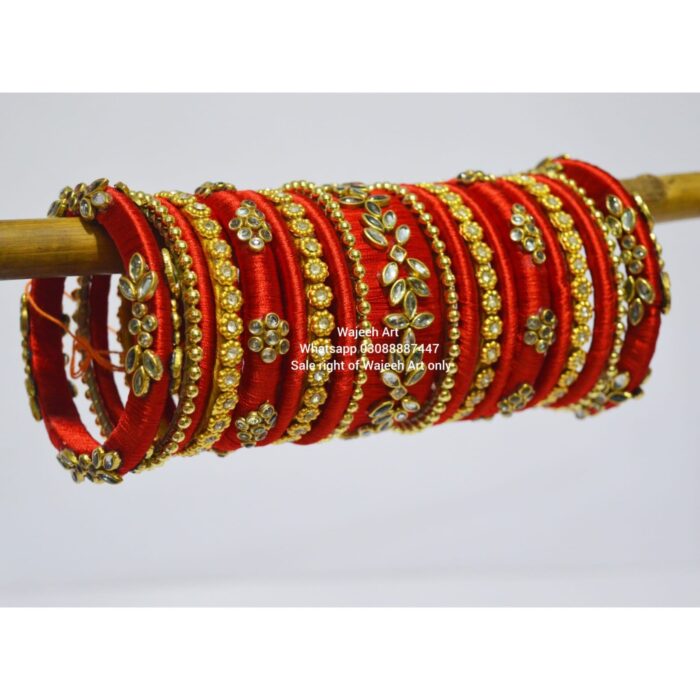 kBangle251 All Red Bridal Kundan Bangle Set