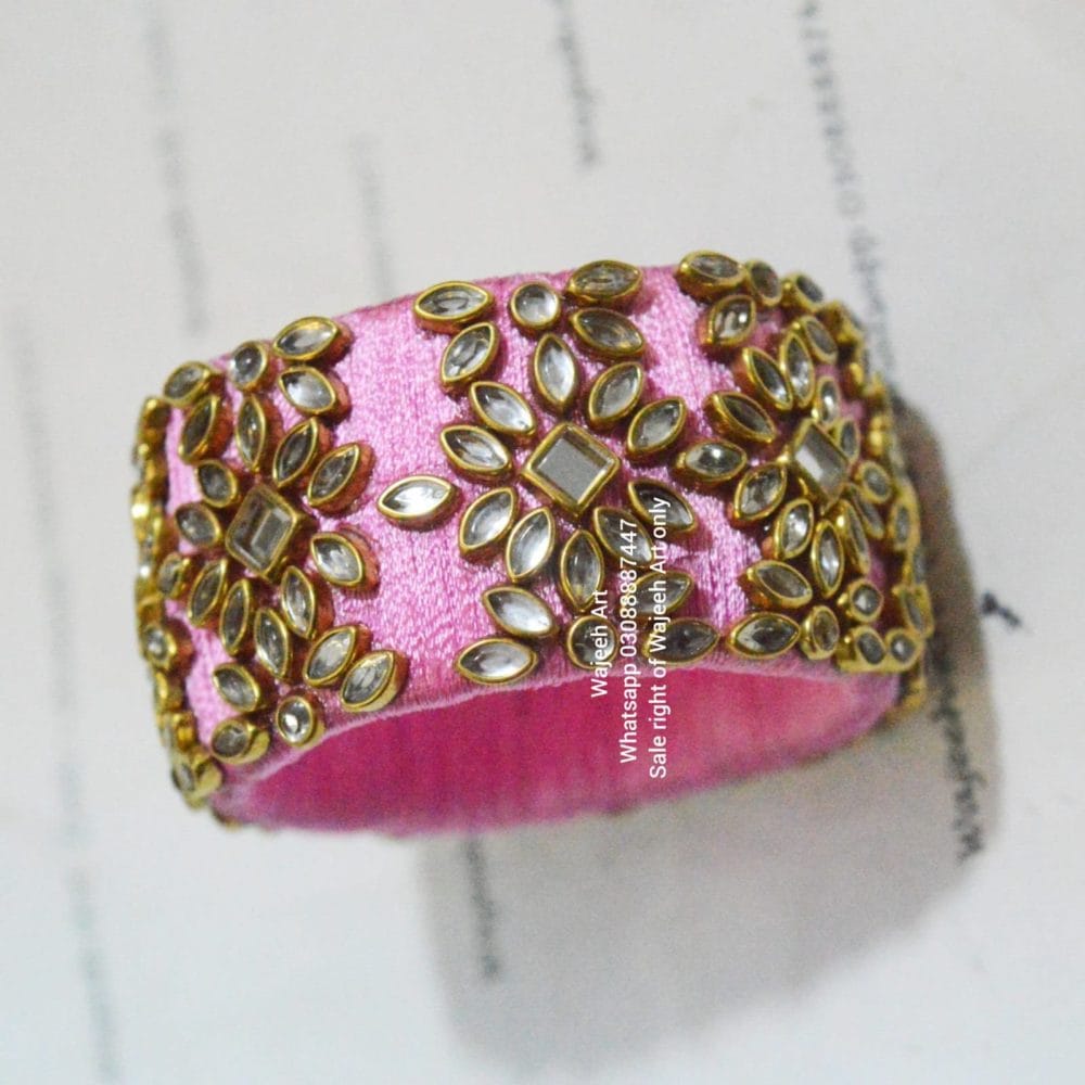 kBangle254 Baby Pink Wide Kundan Bangle