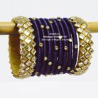 kBangle261 Purple & Gold Kundan Bangle Set