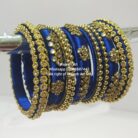 kBangle271 Blue Kundan Bangle Set With Embellishment