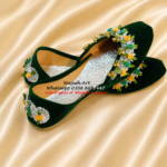 Shoe03 Green Handmade Gota Khussa