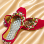 Shoe04 Red Gota Handmade Khussa