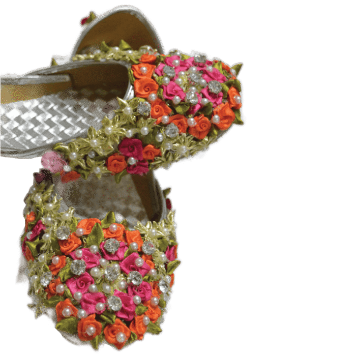 Shoe12 Silver Gota Pearl Handmade Khussa