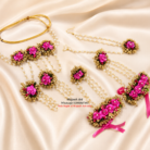 Pink & Golden Artificial Flower Jewellery