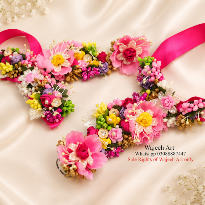 FJewel28 Pair of Artificial Floral Ring Bracelet