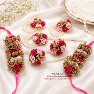 2 Color Pink Artificial Flower Jewellery