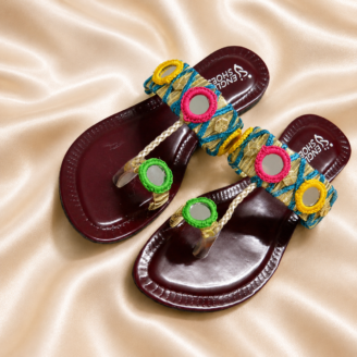 Shoe29 Multi Color Mirror Kolhapuri Chappal