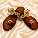 Shoe31 Handmade Pearl and Gota Kolhapuri Chappal