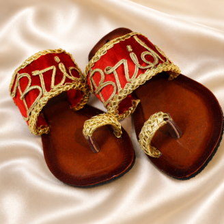 Shoe50 Handmade Bridal Gota Kolhapuri Chappal