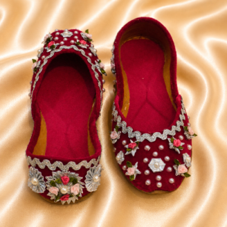 Shoe72 Maroon Gota Khussa
