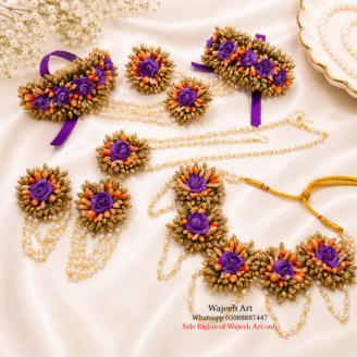 Sunflower Artificial Flower Jewellery Set For Mehndi Wedding Look
