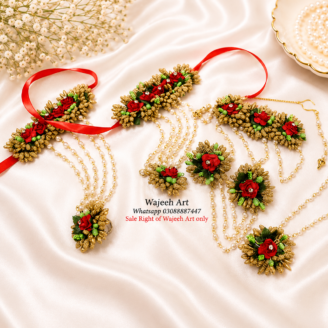 FJewel16 Golden Handmade Artificial Dough Flower Jewellery