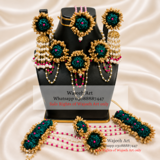 FJewel12 Green Artificial Dough Flower Jewellery Set