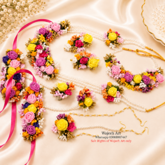 FJewel10 Artificial Flower Jewellery Set With Long Malaa & Bindi