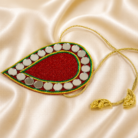 Red Mirror Work Pan Patta For Uptan, Mayoon, And Mehndi