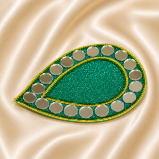Green Mirror Work Pan Patta For Mayoon And Mehndi
