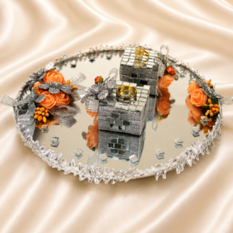 EngTray-05 Mirror Ring Tray with Roses