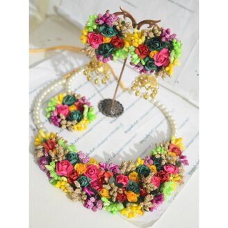 FJewel40 Multicolor Floral Jewellery Set For Mehndi & Mayoon