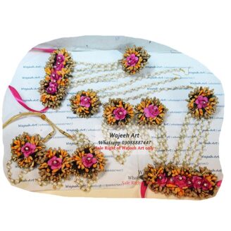 FJewel06 Yellow & Pink Artificial Floral Jewellery