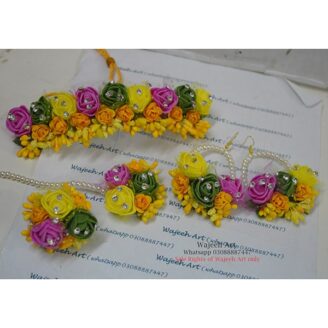 Artificial Rose Flower Jewellery Set For Mayon & Mehndi