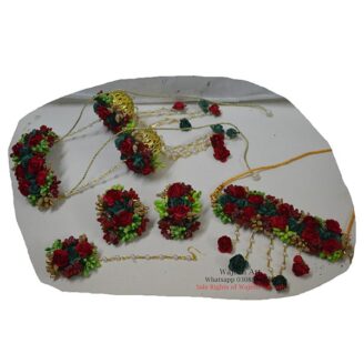 Red Rose Artificial Flower Jewellery Set