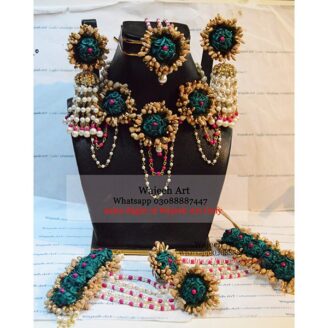 FJewel12 Green Artificial Flower Jewellery Set