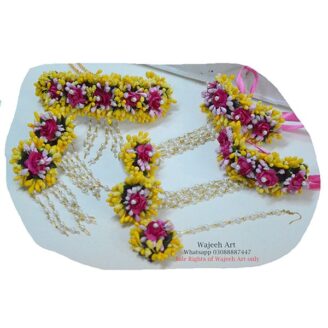 FJewel13 Yellow & Pink Artificial Flower Jewellery