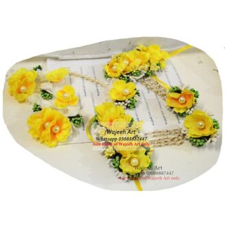 FJewel18 All Yellow Artificial Flower Jewellery Set For Mayon