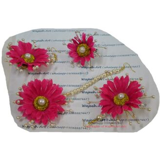 Appealing Pink Artificial Floral Jewellery With Pearls